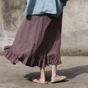 Jupe Rétro Femme En Coton Et Lin Printemps Et Été