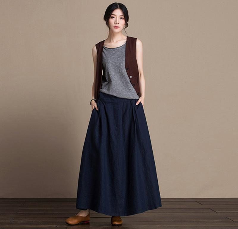 Summer Linen New Loose Simple Jupe