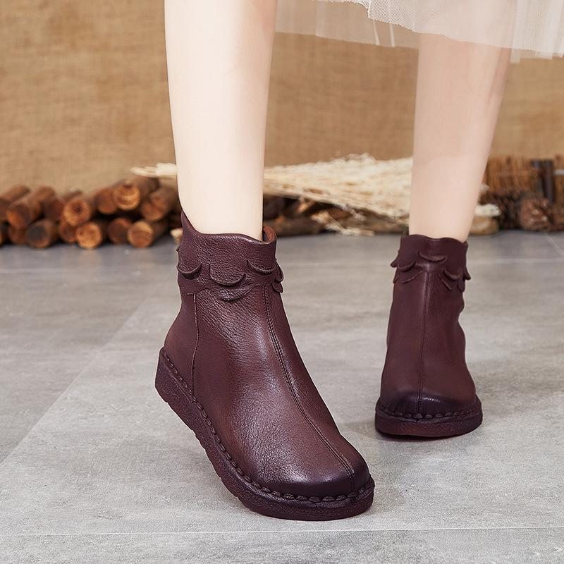 Automne Hiver Bottes Pour Femmes Rétro Chaudes Faites À La Main