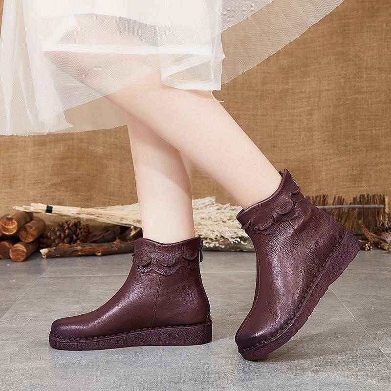 Automne Hiver Bottes Pour Femmes Rétro Chaudes Faites À La Main