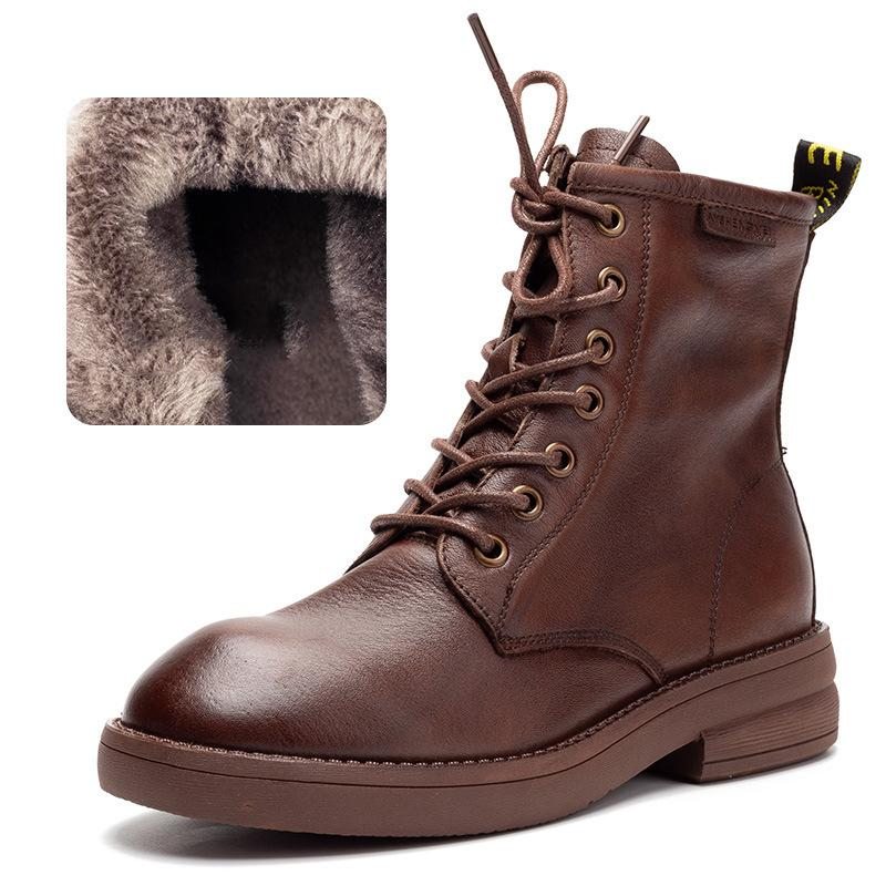 Automne Hiver Cuir De Vachette Femmes Martin Bottes