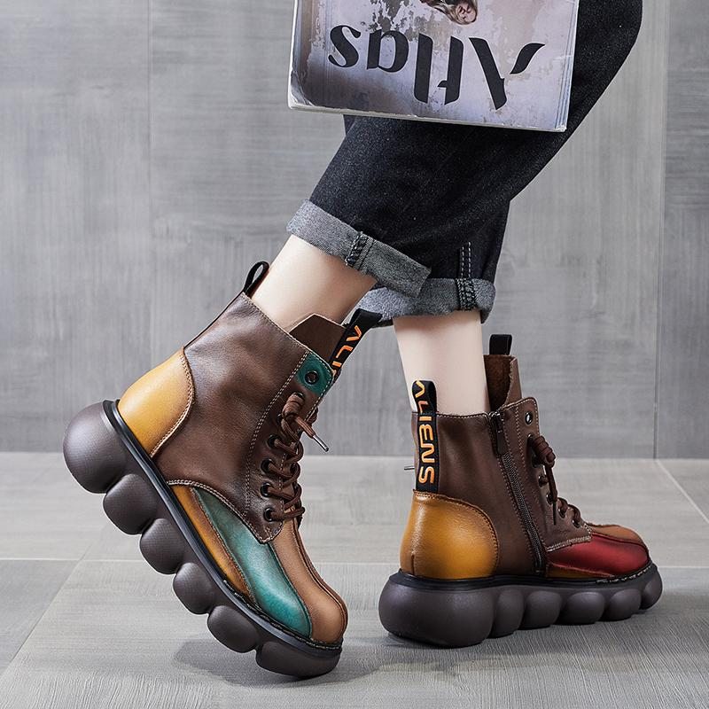 Automne Hiver Mode Ethnique Vintage Bottes En Cuir