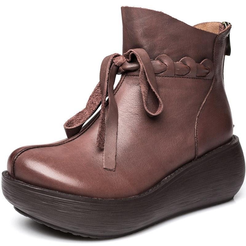 Automne Hiver Wedge Ethnic Bottes Rretro Pour Femmes