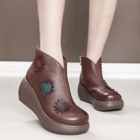 Bottes Compensées En Cuir De Style Nouveau Automne Hiver