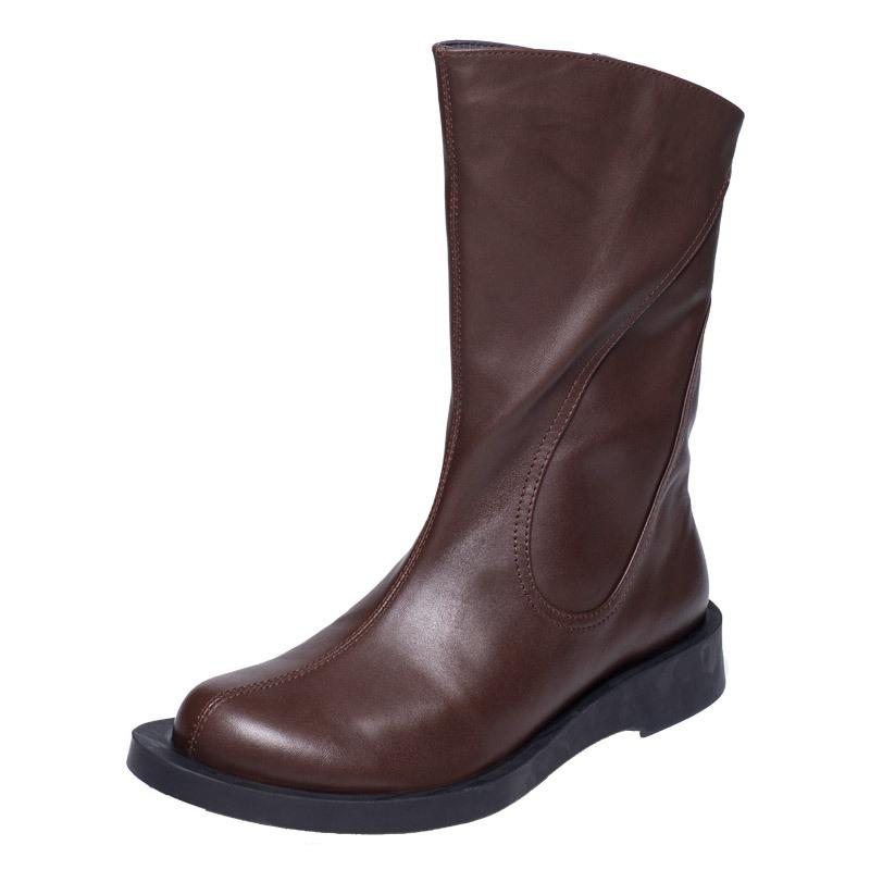 Bottes Courtes Mi-tube En Cuir Rétro Automne Hiver