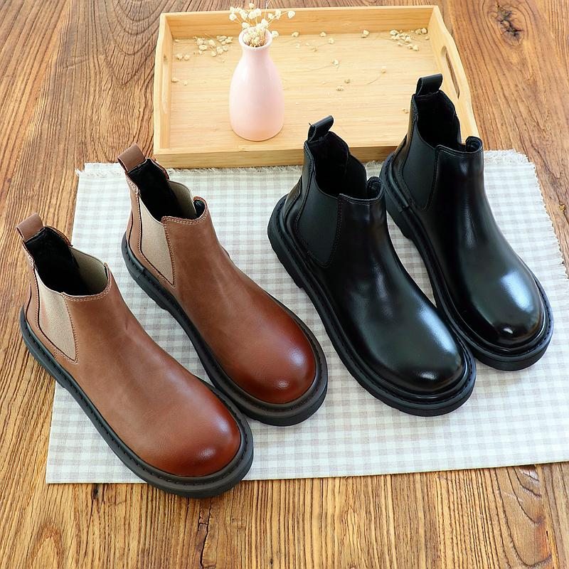 Bottes Courtes Noires Plates