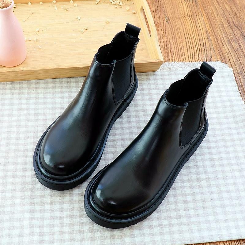 Bottes Courtes Noires Plates