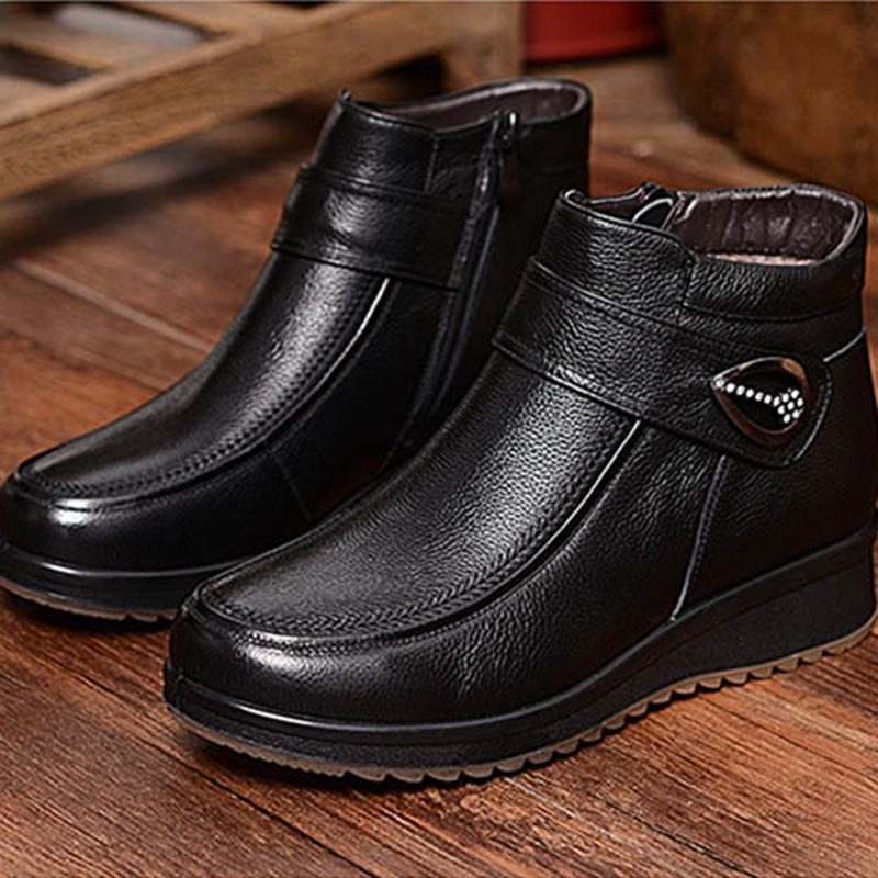 Bottes En Cuir Antidérapantes En Coton 34-43