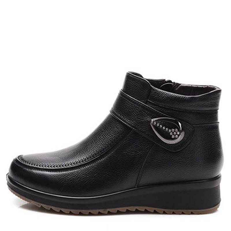 Bottes En Cuir Antidérapantes En Coton 34-43