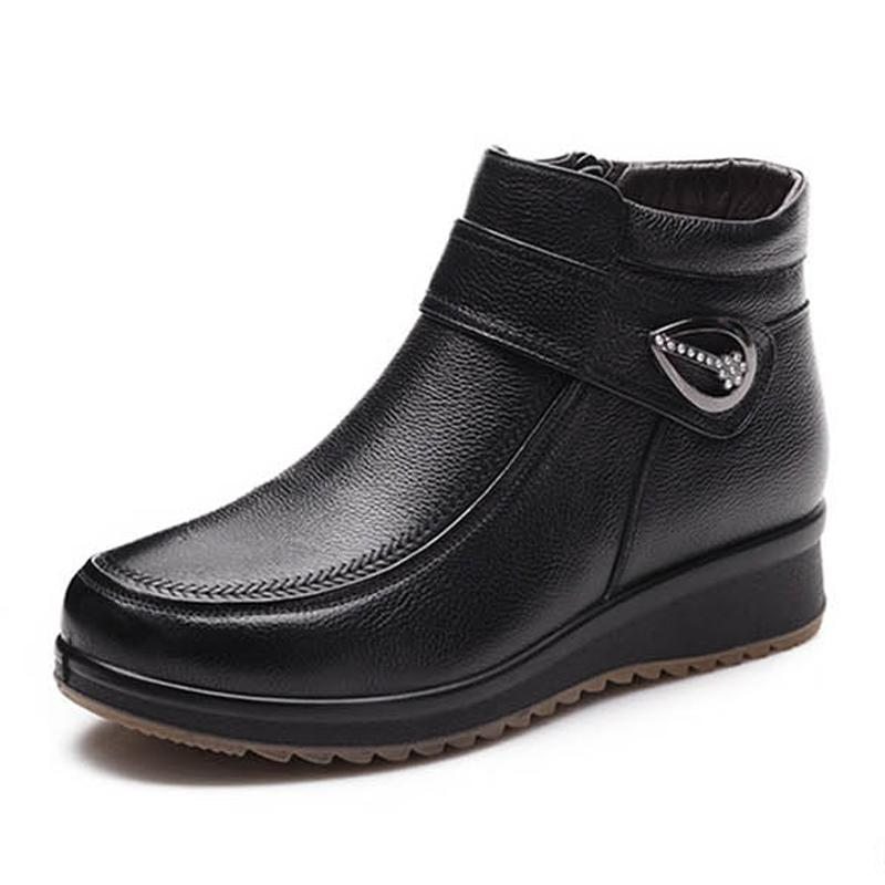 Bottes En Cuir Antidérapantes En Coton 34-43