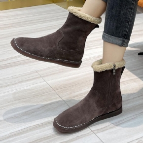 Bottes En Cuir Épaisses Et Chaudes Pour Femmes