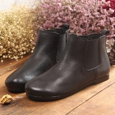 Bottes En Cuir Rétro Faites À La Main Pour Femmes 35-41