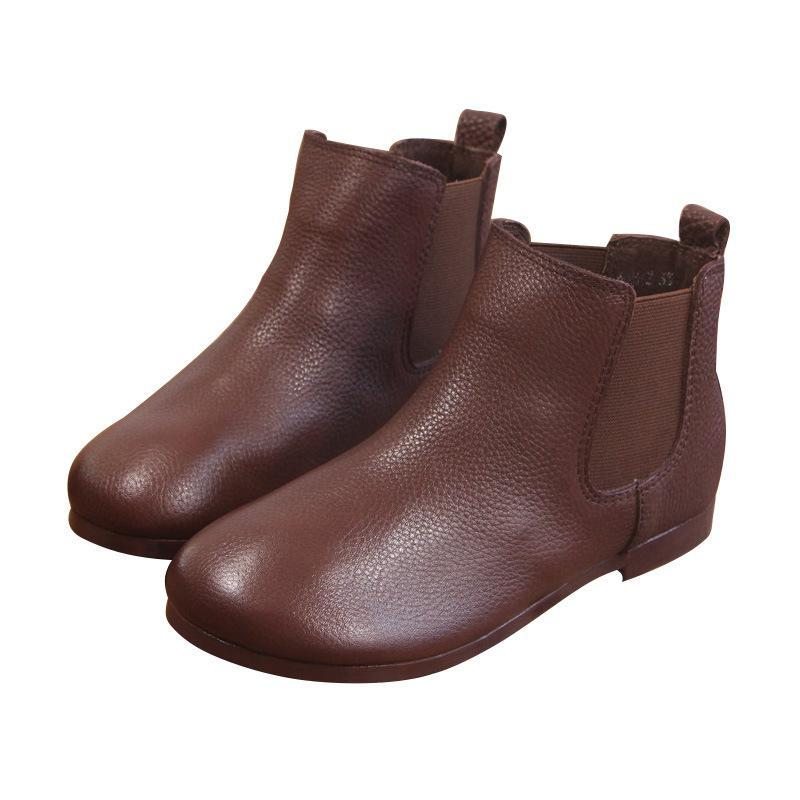 Bottes En Cuir Rétro Faites À La Main Pour Femmes 35-41