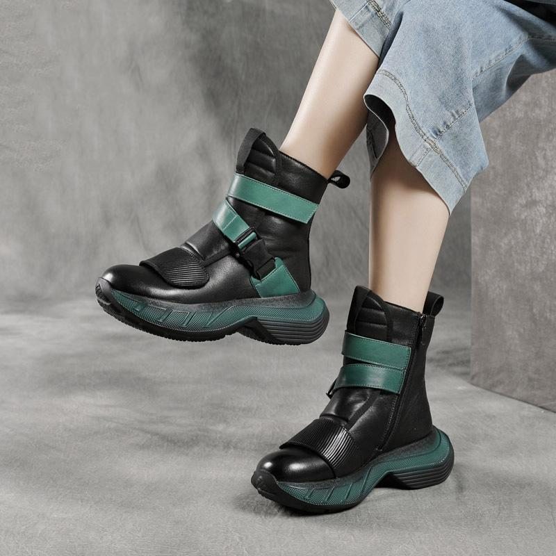 Bottes Décontractées Assorties À La Mode En Cuir Rétro D'hiver