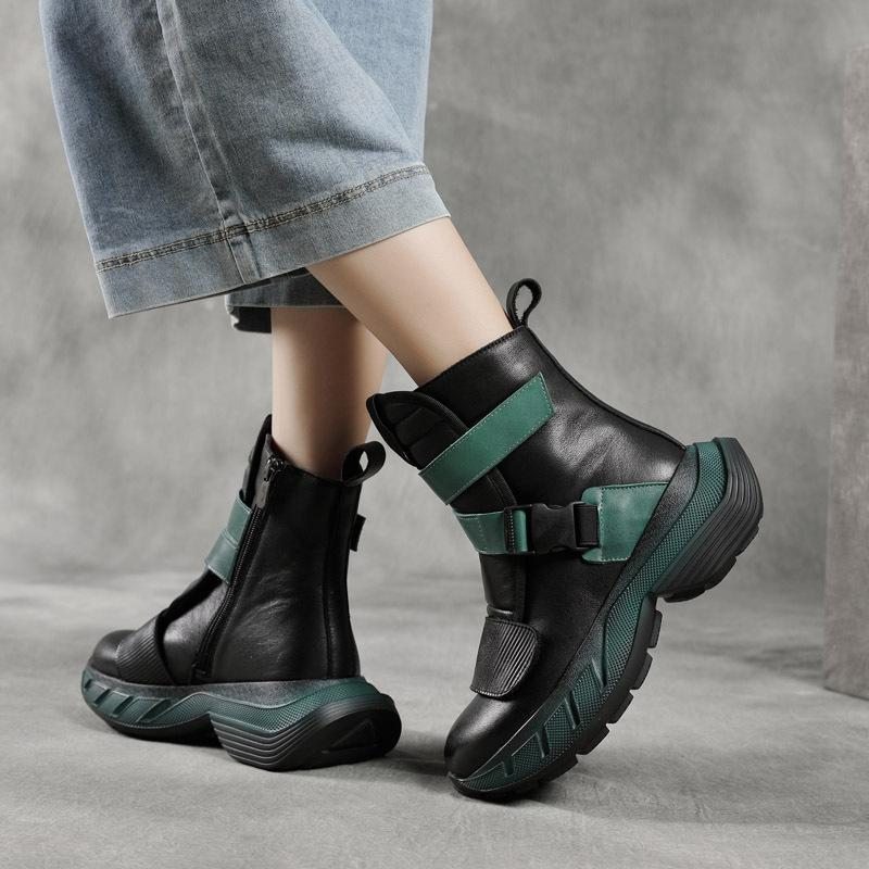 Bottes Décontractées Assorties À La Mode En Cuir Rétro D'hiver