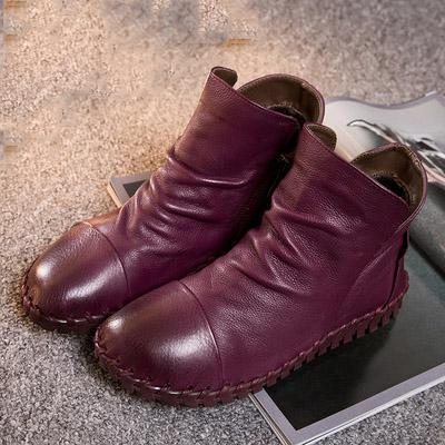 Bottes Décontractées En Cuir Plat Pour Femmes D'automne Et D'hiver