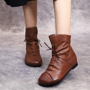 Bottes Décontractées En Cuir Rétro Faites À La Main D'automne