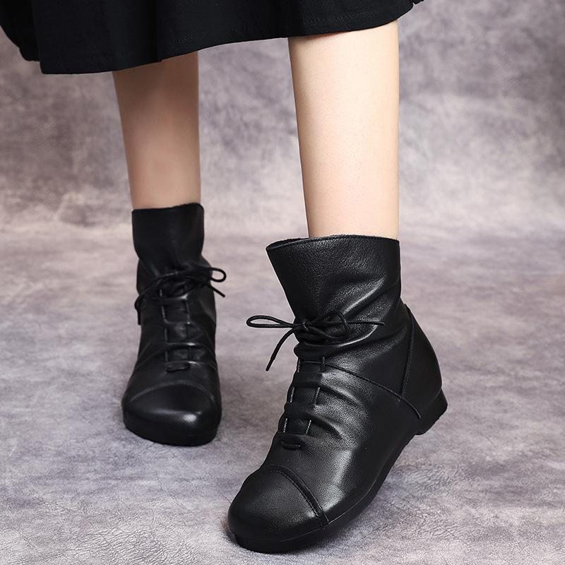 Bottes Décontractées En Cuir Rétro Faites À La Main D'automne