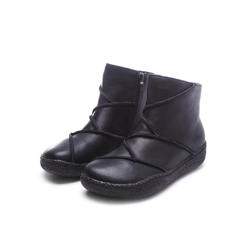 Bottes Pour Femmes En Cuir À Coutures Plates Automne-hiver