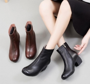 Bottes Pour Femmes À Fond Souple En Cuir Rétro Simple