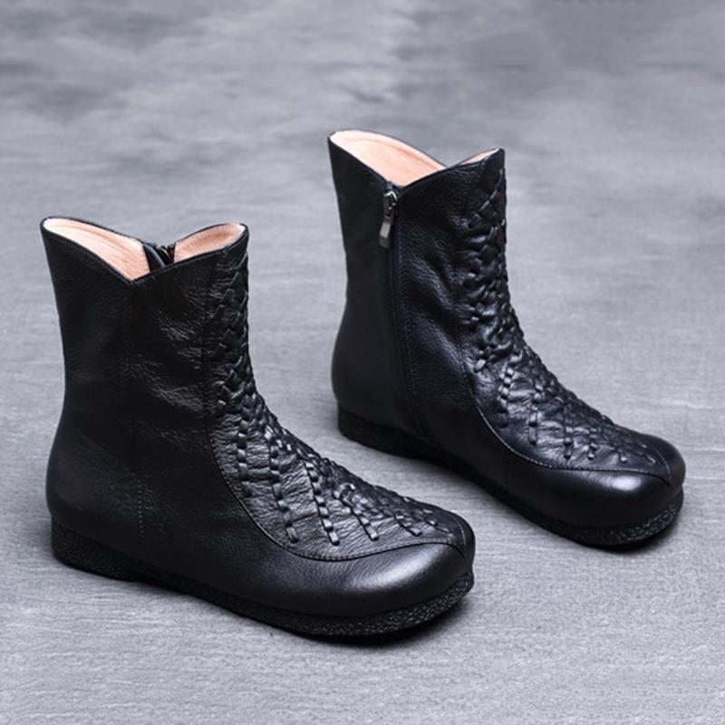 Bottes Pour Femmes Rétro Tissées À La Main De Style Ethnique