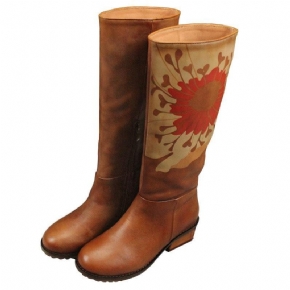 Bottes Hautes En Cuir Vintage D'automne Et D'hiver