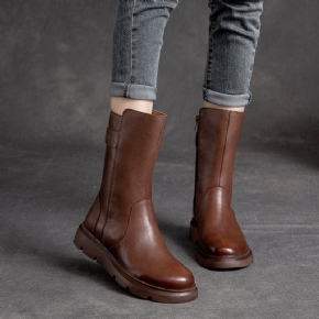 Bottes Imprimées De Mots En Cuir Rétro Automne Hiver