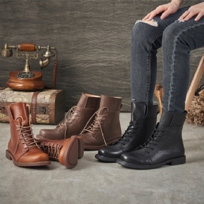 Bottes Martin Pour Femmes À La Mode Plate D'automne