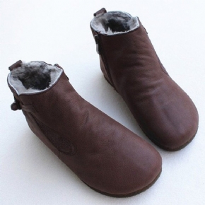 Bottes En Peluche Antidérapantes En Cuir