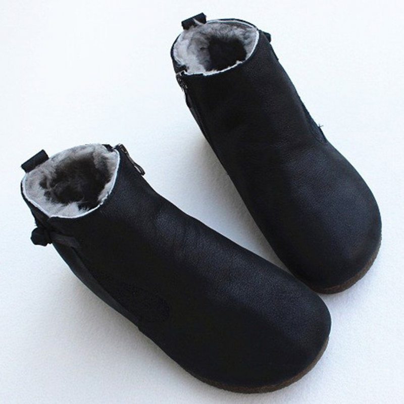 Bottes En Peluche Antidérapantes En Cuir