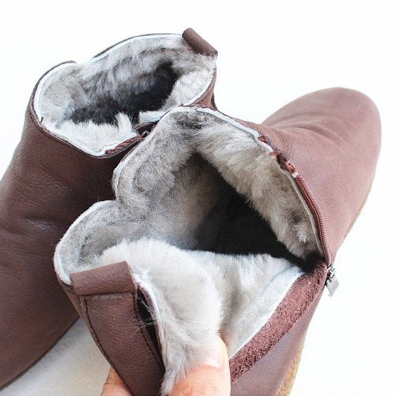 Bottes En Peluche Antidérapantes En Cuir