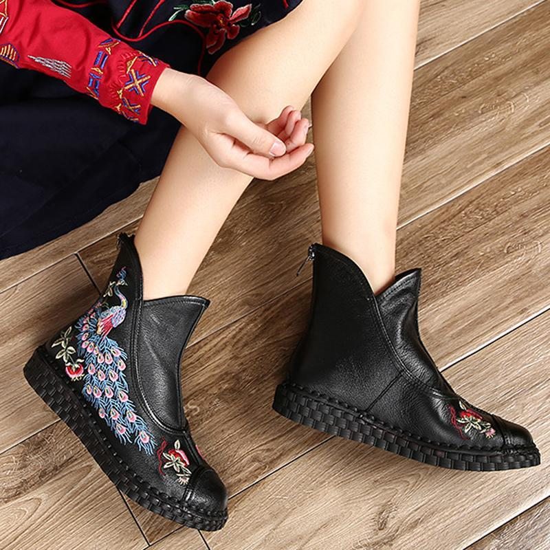 Bottes Plates Confortables Brodées De Style National