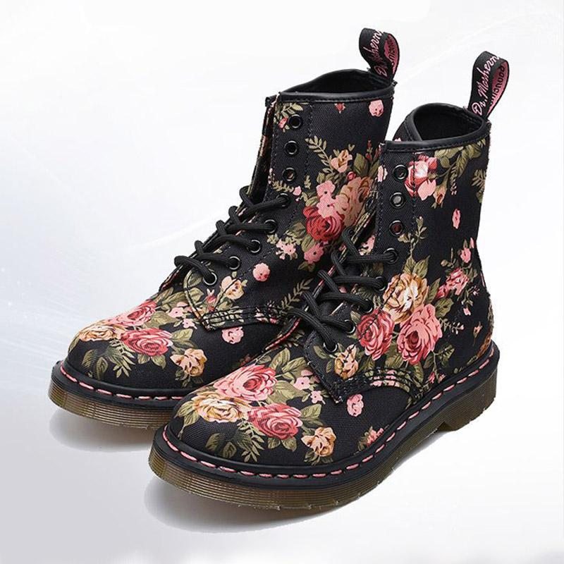 Bottes En Toile À Tête Ronde Florale Grande Taille Printemps Automne