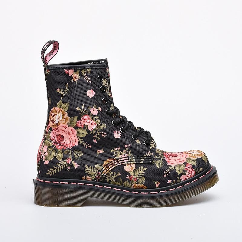 Bottes En Toile À Tête Ronde Florale Grande Taille Printemps Automne