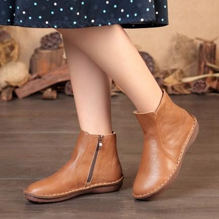 Bottines Chelsea En Cuir Plat Et Doux Faites À La Main 35-42