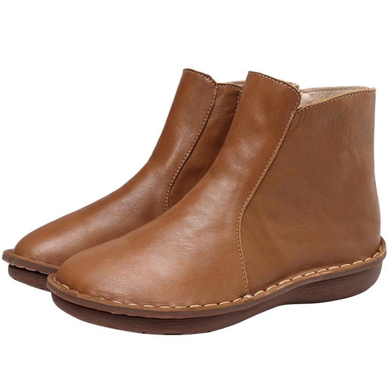 Bottines Chelsea En Cuir Plat Et Doux Faites À La Main 35-42