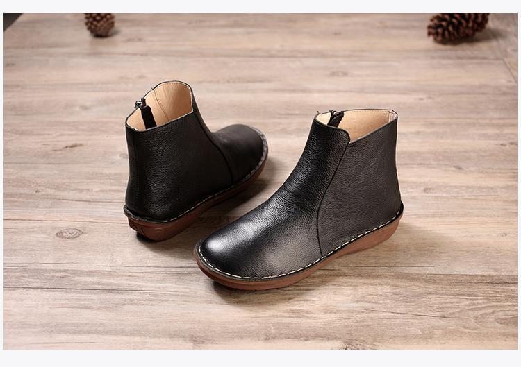 Bottines Chelsea En Cuir Plat Et Doux Faites À La Main 35-42