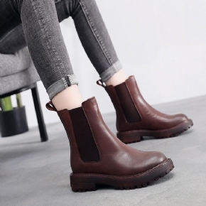 Bottines Compensées En Cuir Élastique Automne Hiver