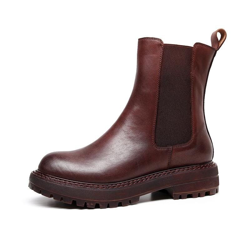 Bottines Compensées En Cuir Élastique Automne Hiver