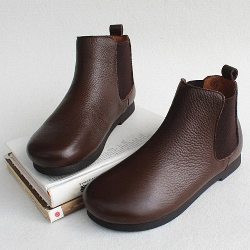 Bottines En Cuir À Empiècements