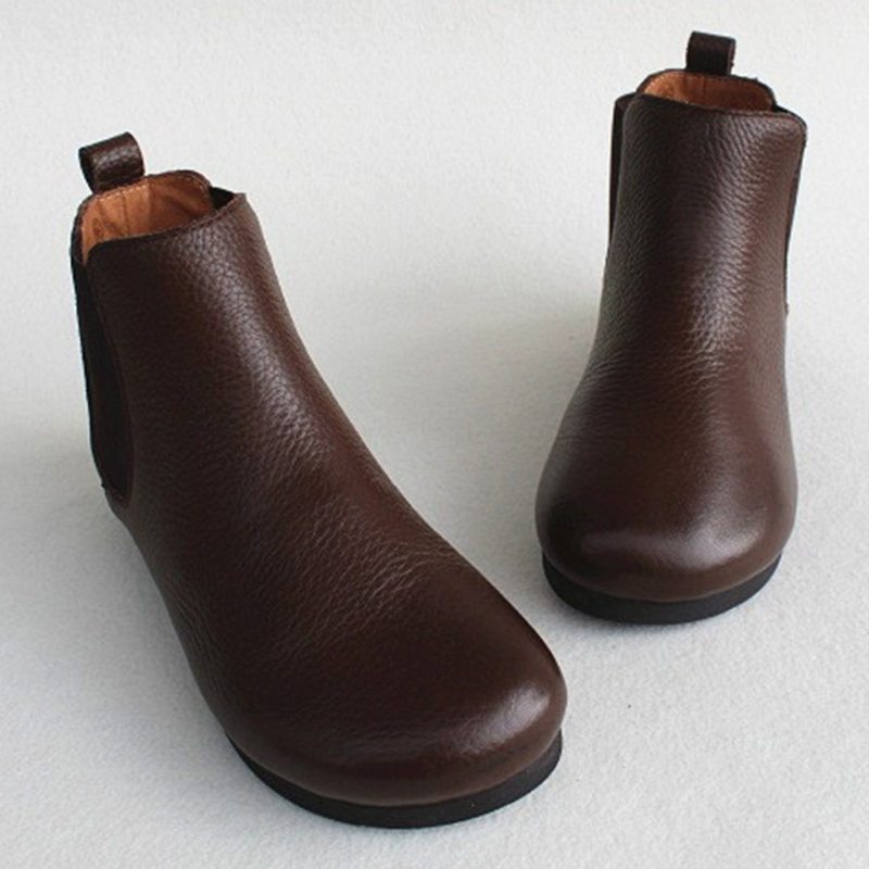 Bottines En Cuir À Empiècements