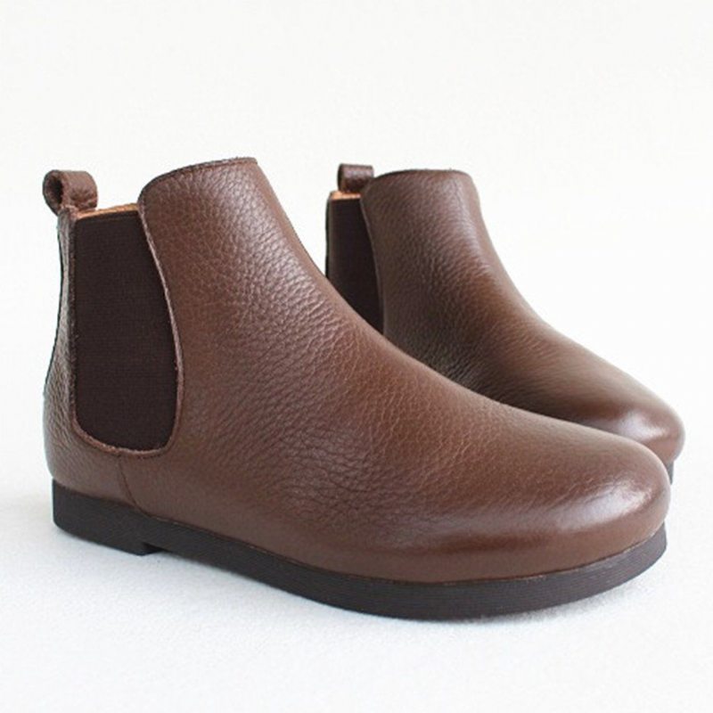 Bottines En Cuir À Empiècements