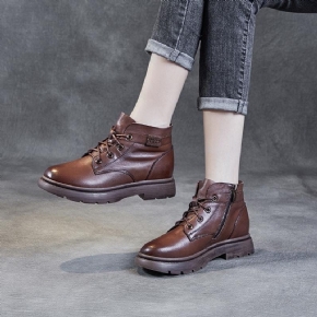 Bottines En Cuir À La Mode Rétro Automne-hiver