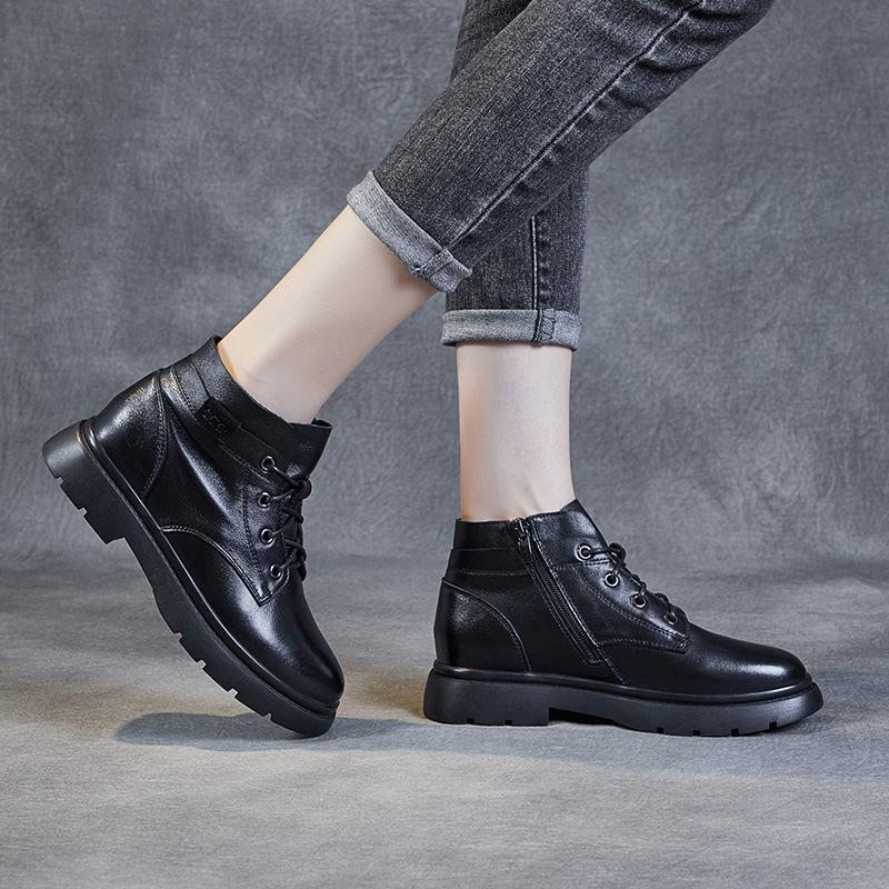 Bottines En Cuir À La Mode Rétro Automne-hiver