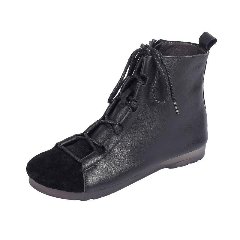 Bottines En Cuir Rétro