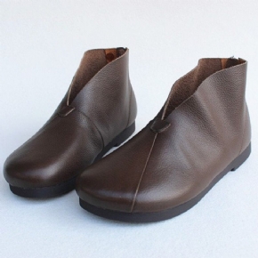 Bottines En Cuir Zippées À L'arrière