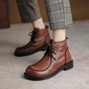 Bottines Décontractées En Cuir Rétro D'automne