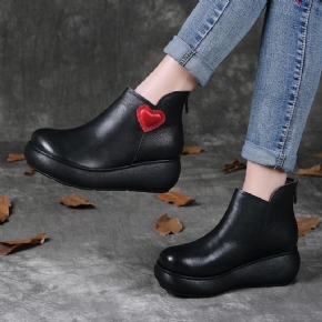 Bottines Décontractées À Plateforme En Cuir Rétro Automne-hiver