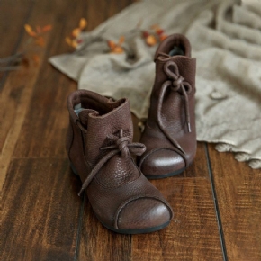 Bottines Pour Femmes En Cuir Ethnique Rétro D'automne