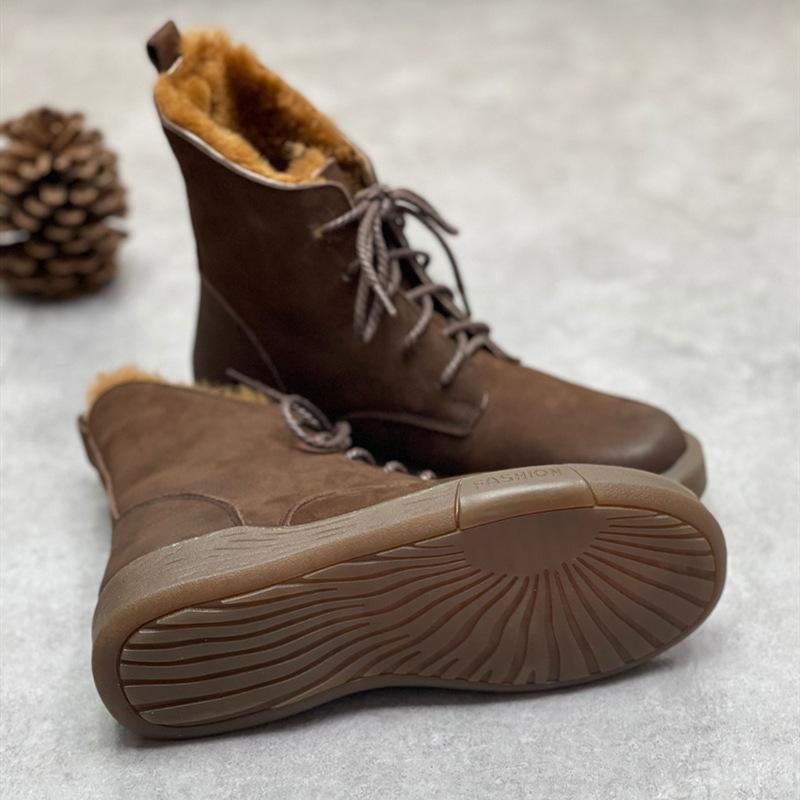 Bottines D'hiver En Cuir Polaire Souple Pour Femmes